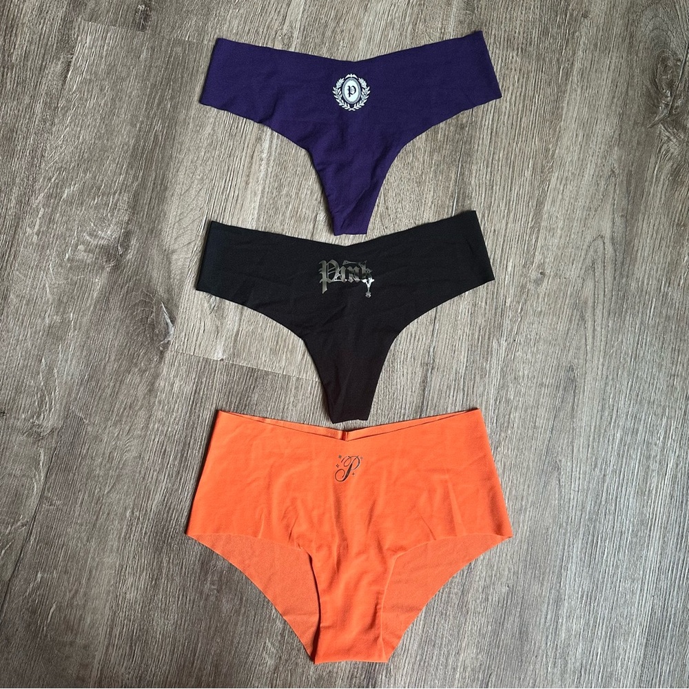 Victorias Secret Panty Set (3) - Purple, Black, and Orange